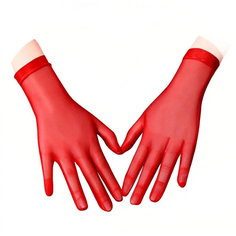 Thin Sun Protection Gloves Oily Glossy Wedding Gloves Transparent Gloves  Outdoor Sun Protection