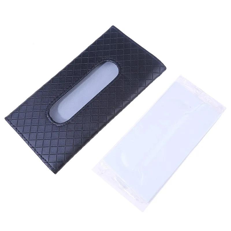 S Car Tissue Box Pu Leather Car Sunshade Plate Tissue Box With Tissue Universal Auto Interior Storage Decoration Accessories