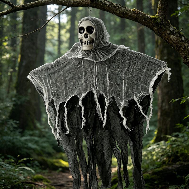 Halloween Hanging Skull Ghost Decoration for Spooky Atmosphere