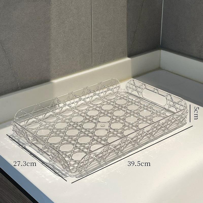 

Household Rectangular Storage Tray Cup Water Cup Storage Tea Tray Light Luxury High-End High Aesthetic Tea Set Home Decoration 39.5X27.3X5CM