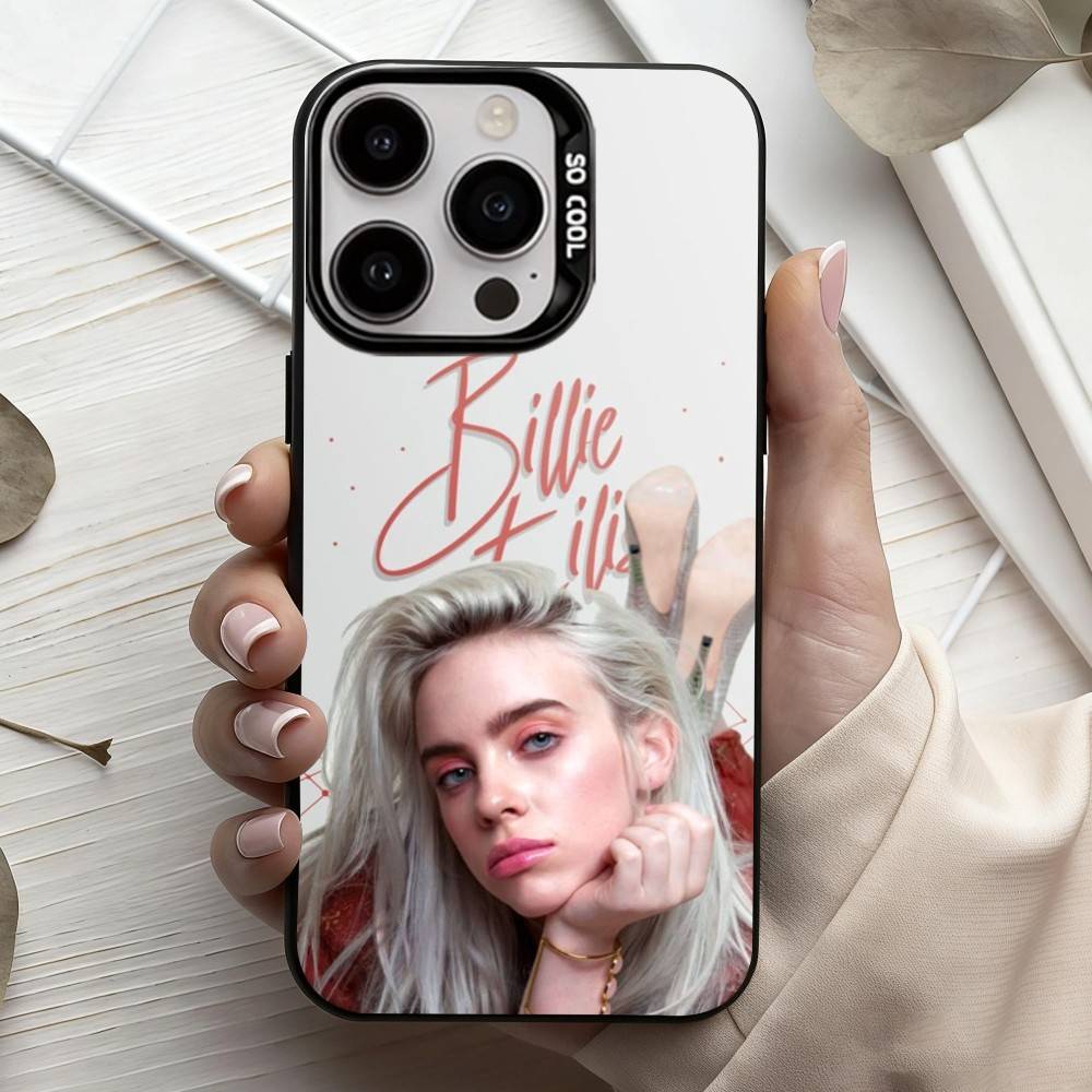 Sänger B-Billie Eilish-H Handyhülle Für iPhone17,16,15,14,13,12,11 Plus,Pro Max Schwarz Candy Silber Handyhülle