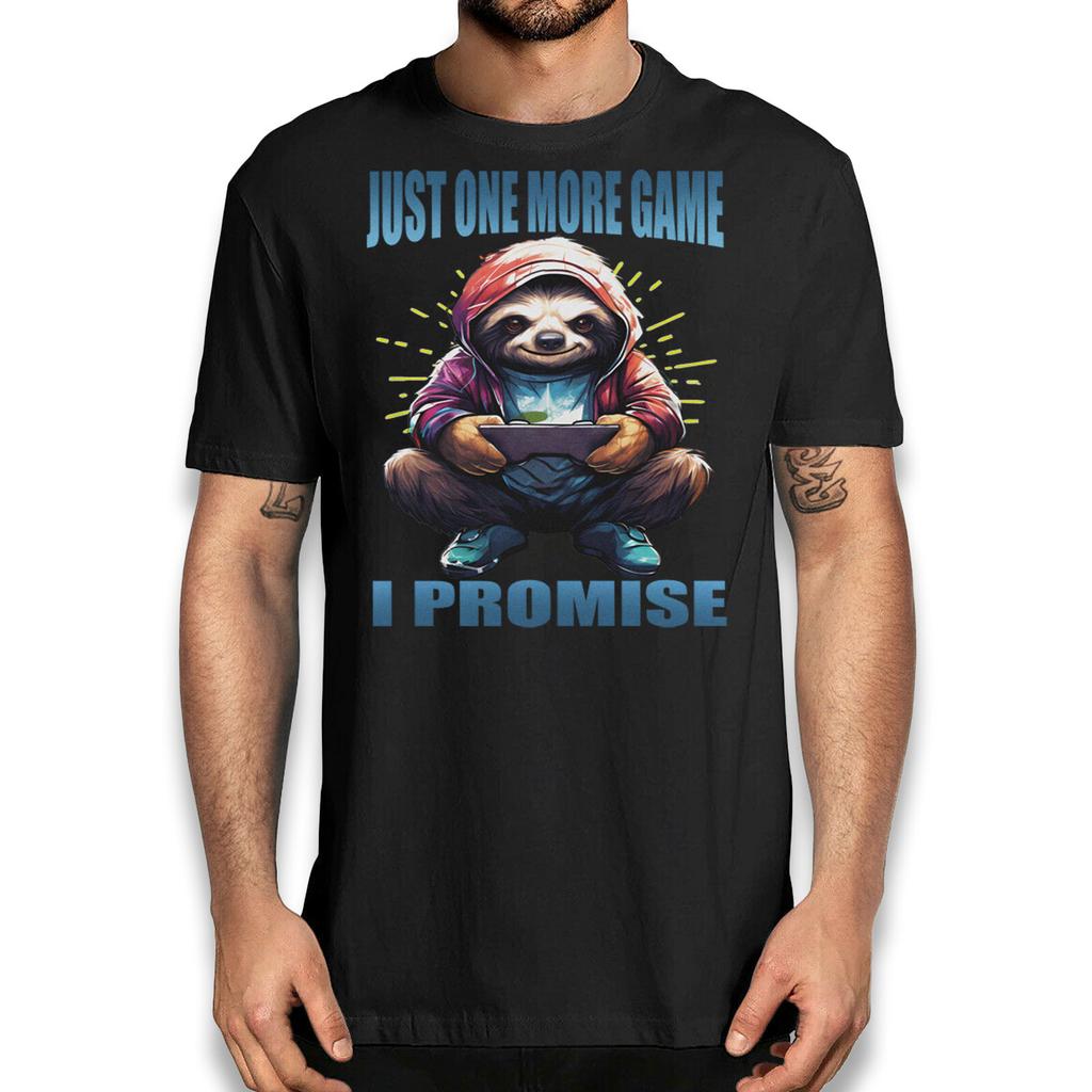 Just One Game I Promise Funny Gamer Sloth T-Shirt Gaming Tee Shirt