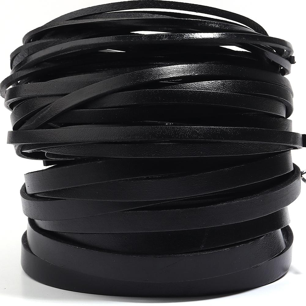 2-5Yards Genuine Cow Leather Cord Retro Black Flat Leather String Rope For DIY Jewelry Making Necklace Bracelets Accessories