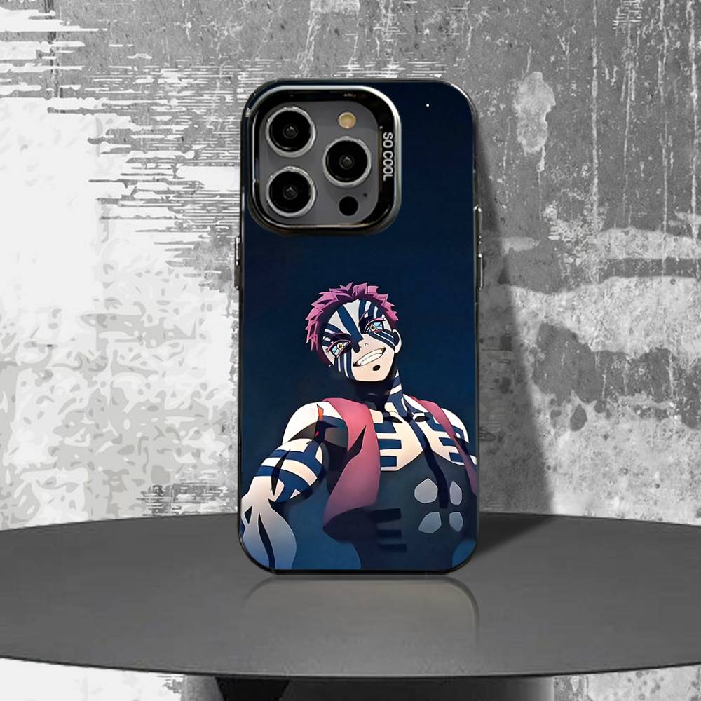 Kimetsu No Yaiba Infinity Castle Phone Case For iPhone 16,15,14,13,12,11,Pro,XS,Max,Plus,Mini,SE4,E Black Matte Shockproof Cover