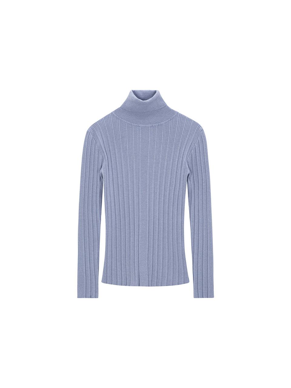 Salad Basket Polo Neck Ribbed Pullover - Purple