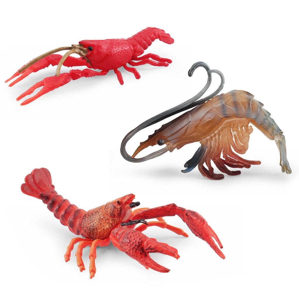 Detailed Plastic Lobster And Shrimp Models For Realistic Aquatic Themed Decor