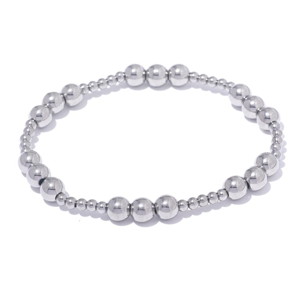 Yhpup 3/4/5/6 MM Stainless Steel Beads Daily Handmade Elastic Bracelet Bangle Waterproof Wrist Wholesale Gold Color Jewelry Men