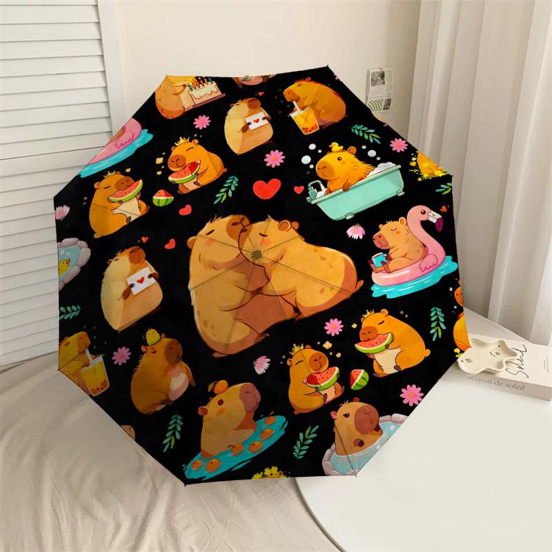 1pc Hamster Party Pattern Umbrella Design Automatic Opening and Closing Umbrella, High-quality Travel Umbrella,  c1128048