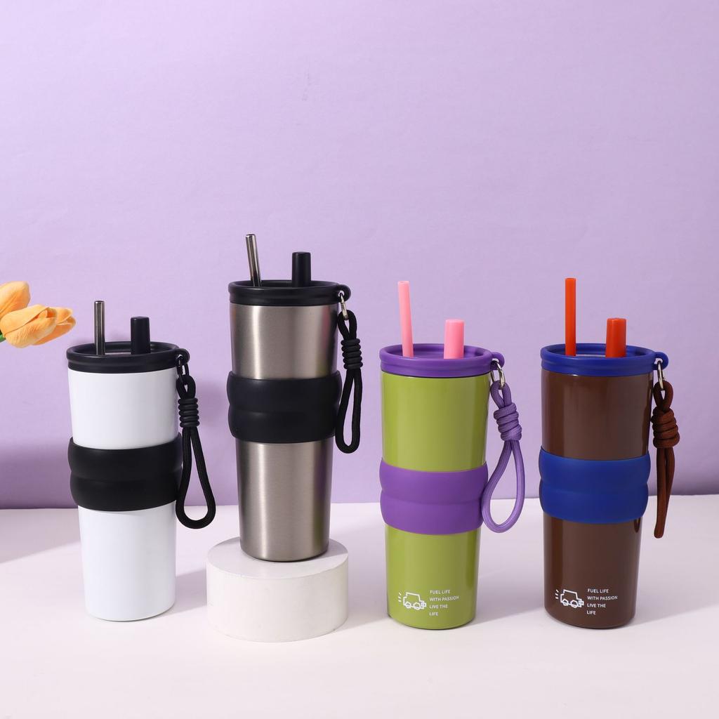 New summer 111 stainless steel thermos cup large capacity high value cold insulation ice cup outdoor portable straw cup