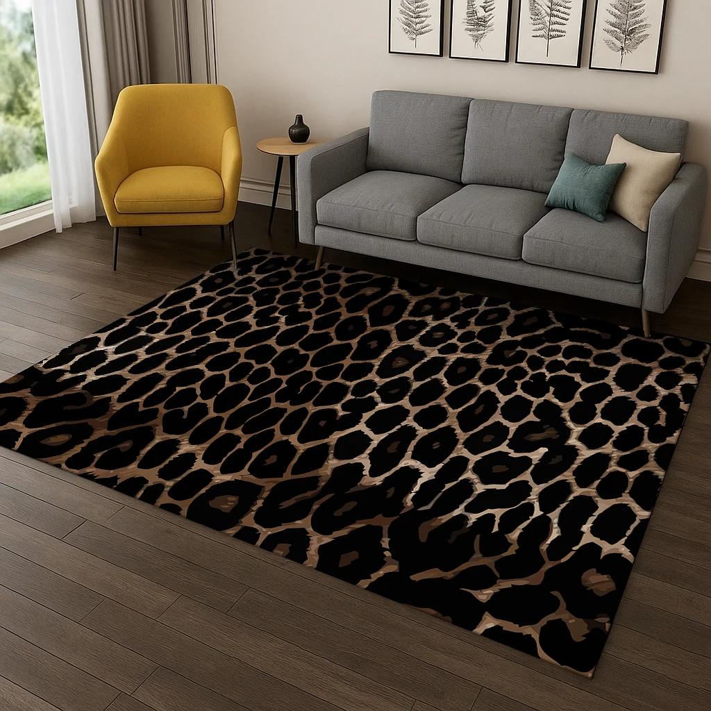 Colorful Zebra Stripes Leopard Print Carpet Rug for Home Bedroom Living Room Sofa Doormat Decor,Area Rug Play Game Non-slip Mat