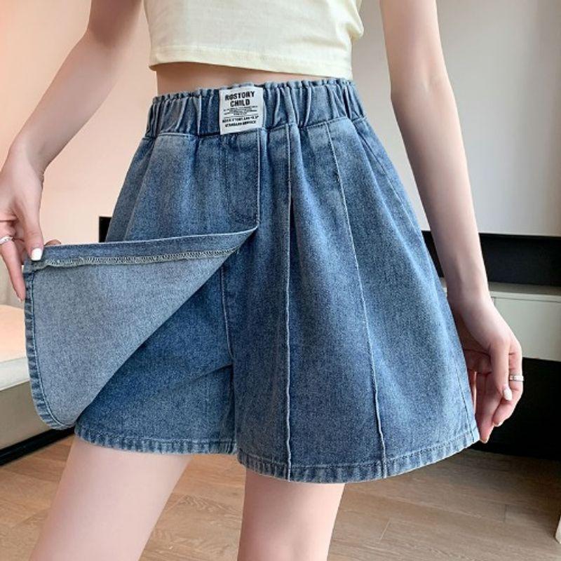 Plus size women clothing M-6XL Chubby Girl Extra Large Elastic High Waist Loose Cover Slimming Denim Culotte Shorts Tide