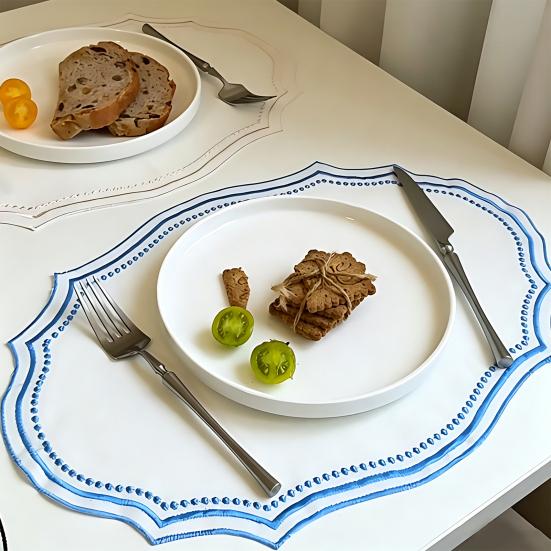 Placemat, Wrinkle-Resistant Embroidered Lace Table Mat, Heat-Resistant Non-Slip Washable Coaster Mat for Home Decor