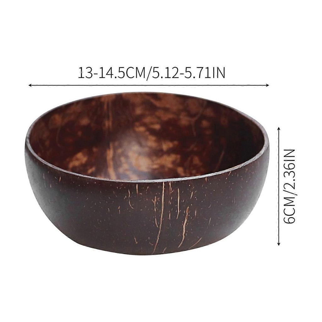 Natural Coconut Shell Bowl, 13-14.5Cm Handcrafted Reusable Party Tableware, Biodegradable Eco-Friendly For Salad Soup Cereal Serving