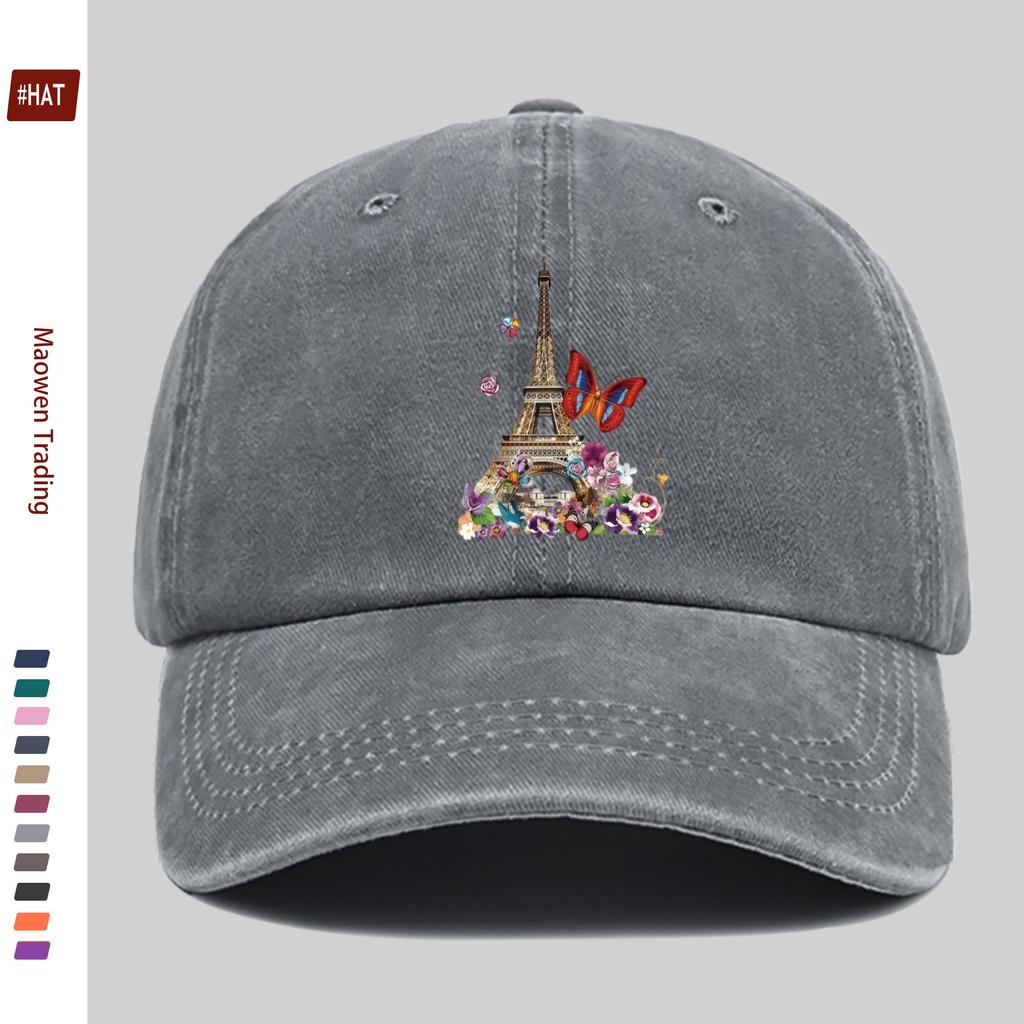 pc Eiffel Tower And Butterfly Pattern Design Printed Baseball Cap Suitable for Casual Travel Party Wear And Decoration Hat Tr