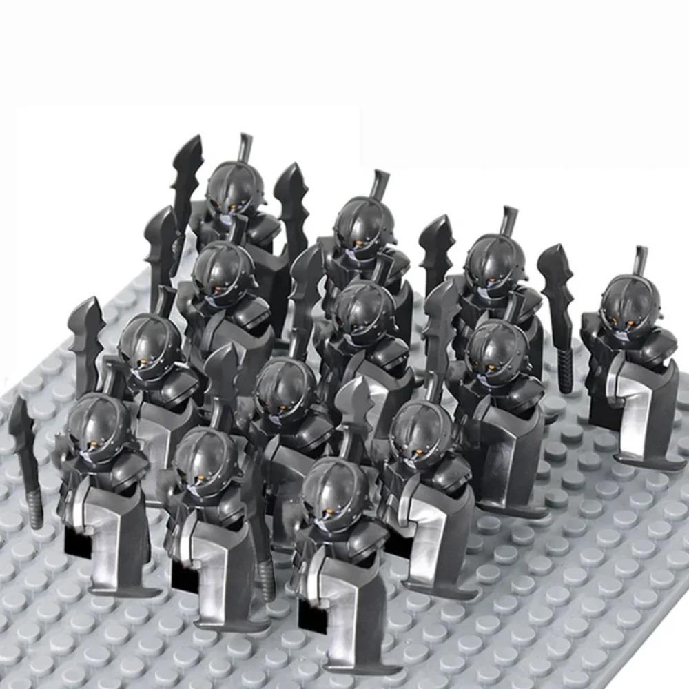 13Pcs Mini Gondor Battle Spearman Body Gurad Infantry VS Roman Solider Eomer Rohan Warriorr Figures Blocks Set Toys for Kids