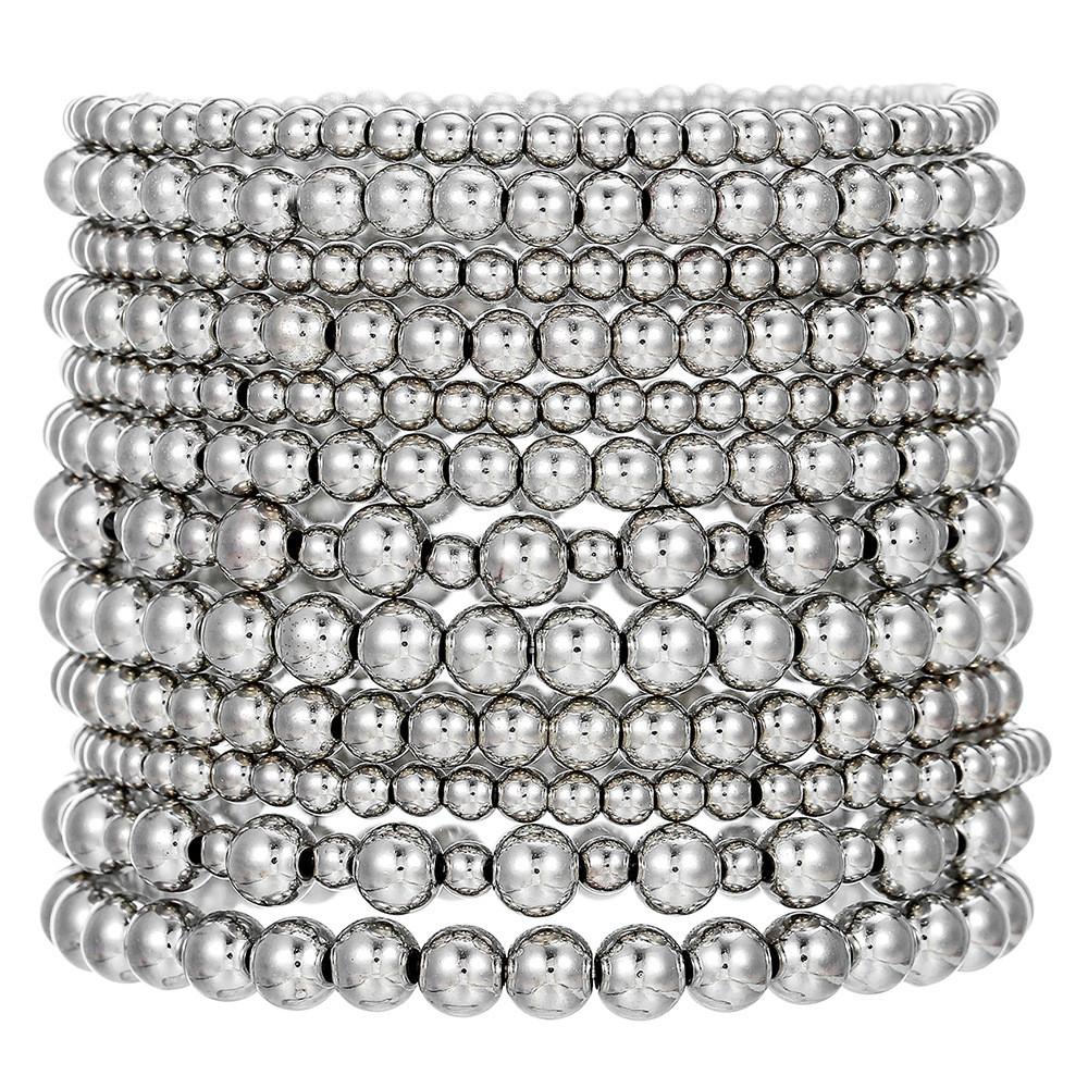 Handmade Geometric Ccb Beaded Bracelet Set For Women With Stretch Fit Perfect For Beach And Casual Wear
