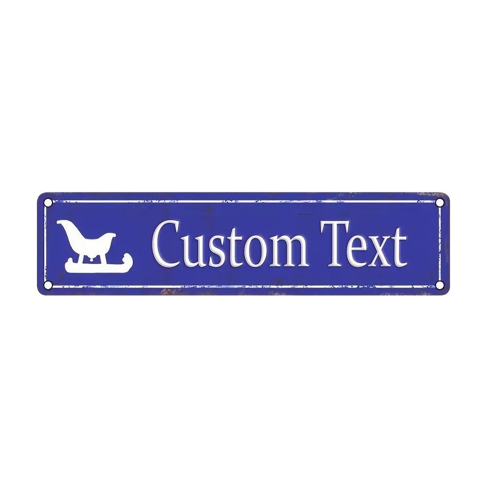 16x4In 2D Flat Classic Santa Aluminum Sign Custom Text Christmas Wall Decor