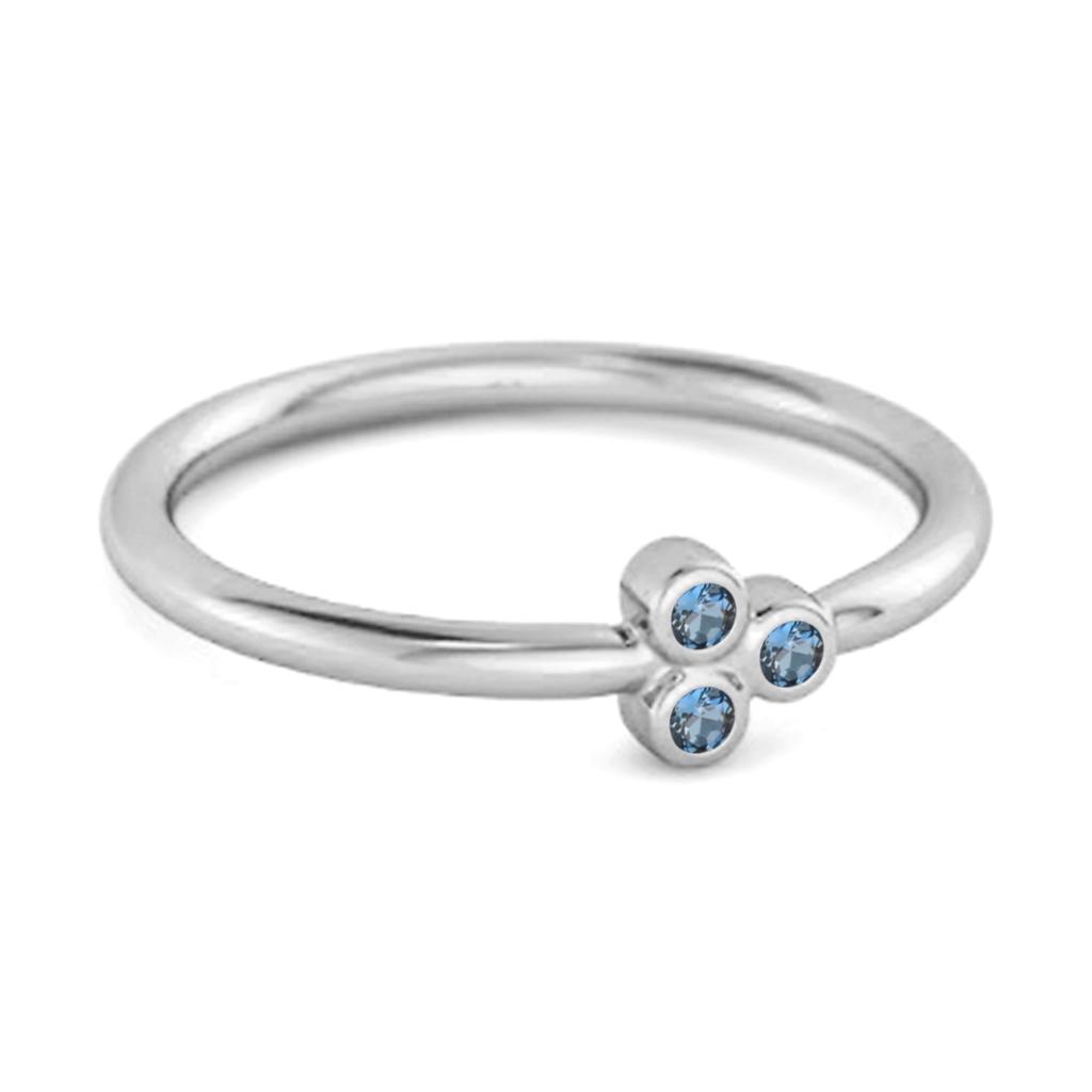 London Blue Topaz Triple Bezel Cluster Ring - 925 Sterling Silver