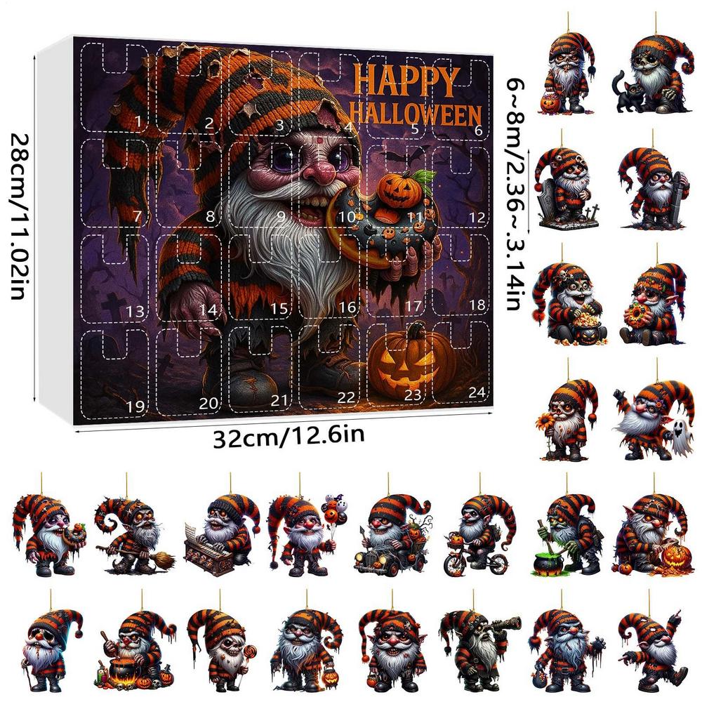 Halloween Gnome Ornaments Acrylic Gnome Christmas Tree Decorations 2D Gothic Dwarf Doll Scary Pendant For Kitchen Fireplace