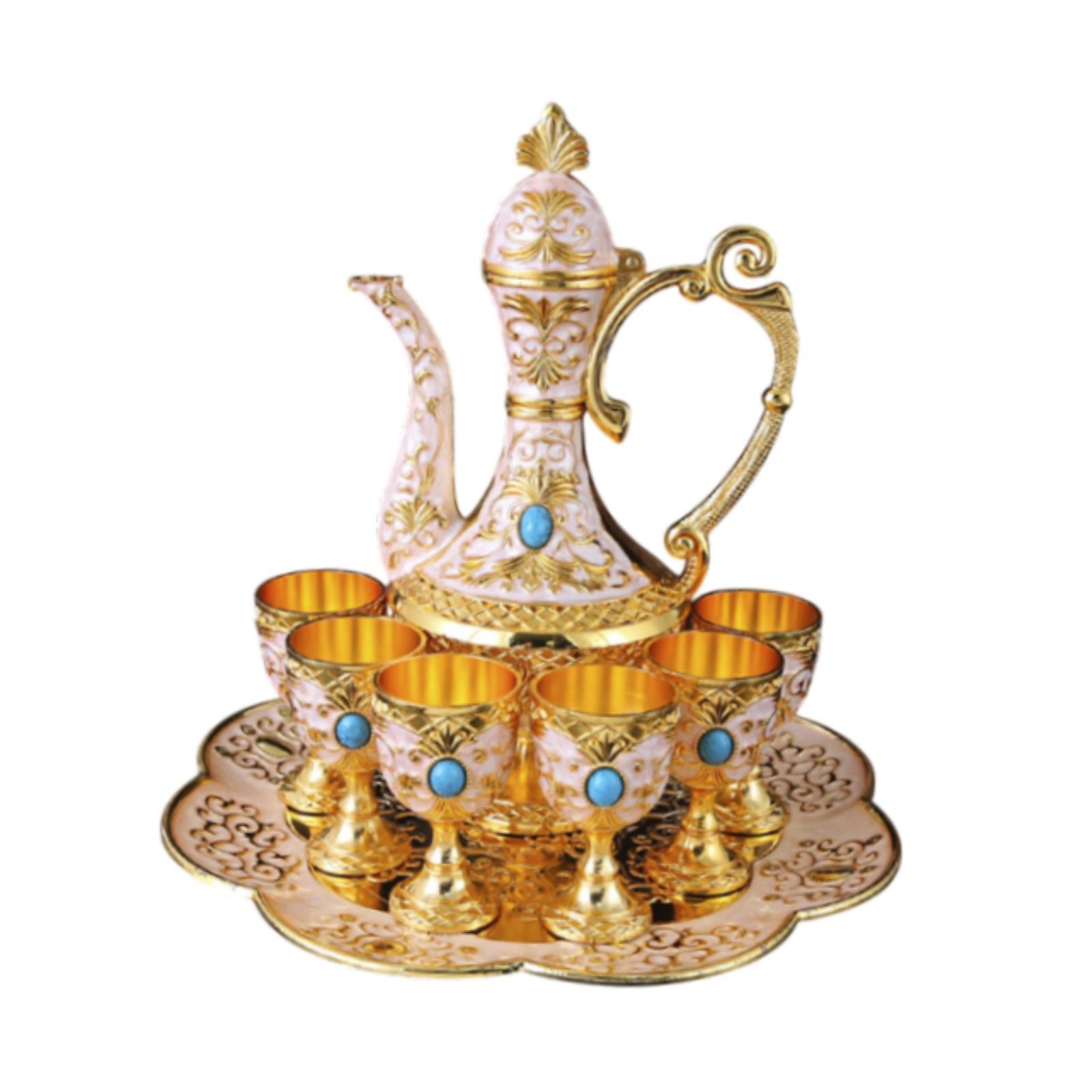 

Turkish Coffee Cup Wine Pot Metal Wine Glass Jug Set for Living Room Kitchen белый