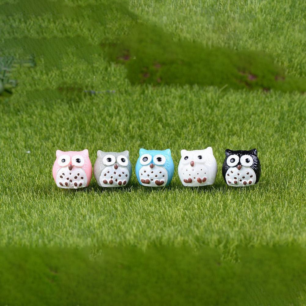 Resin Mini Owls Miniature Fairy Garden Landscape Accessories for Dollhouse Decoration Plant House Decor