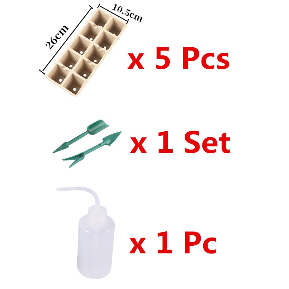Garden Flowerpot 10 Cell Seedling Germination Cup  Biodegradable Paper Pulp Cup With Garden Shovel Fork Spray Bottle And Label