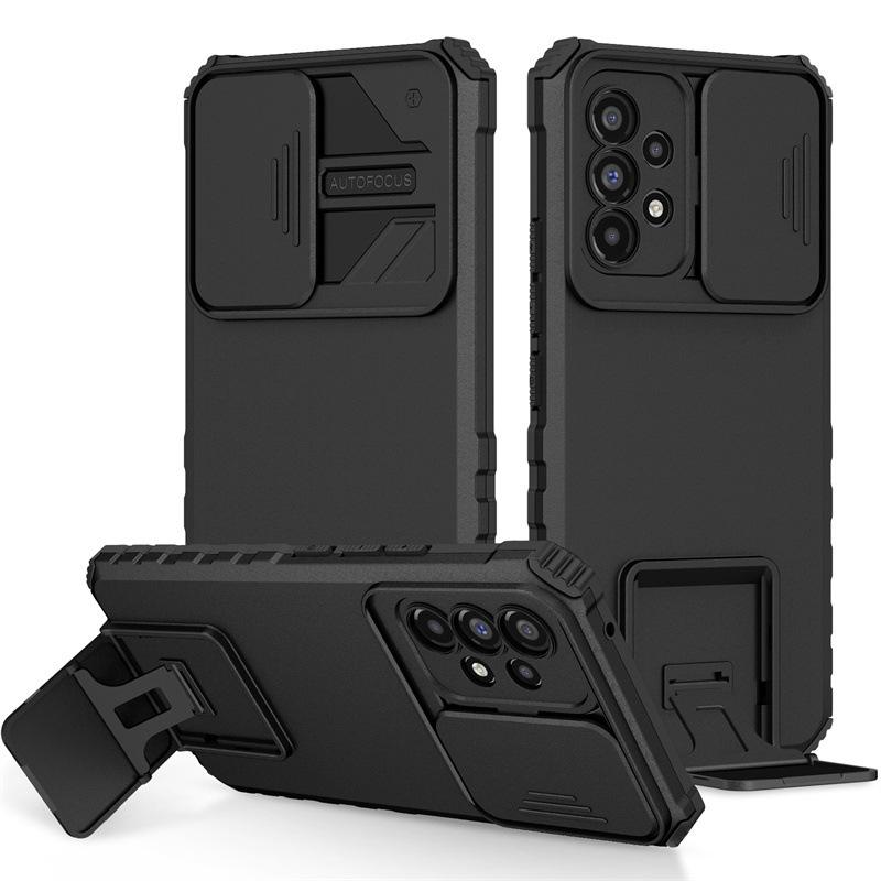 Suitable for Samsung S25 Ultra Multi Function Three Dimensional Bracket Protective Case A54 5G Push Window Protective Glasses Mobile Phone Case
