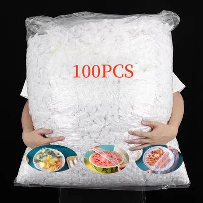 50/100PCS Disposable Food Cover Plastic Food Bag Plastic Wrap Food Lids Caps Stretch Bowl Dish Fruit Vegetable Preservation Bag
