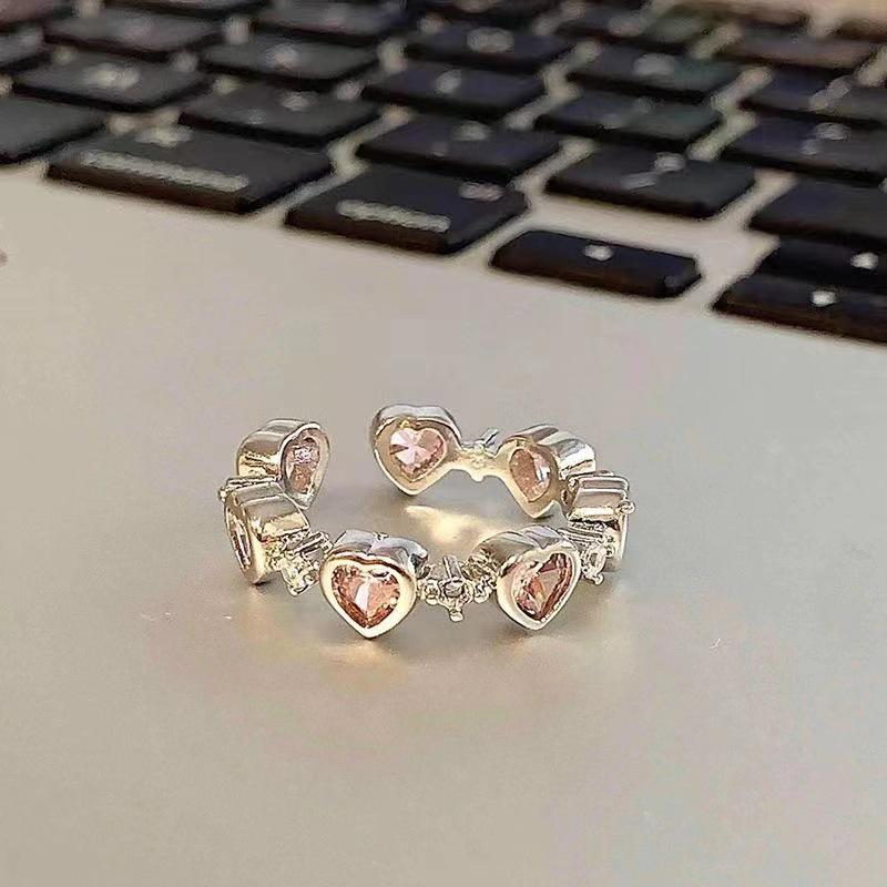 Pink Heart Adjustable Open Ring for Women: Girlish Charm On Your Finger