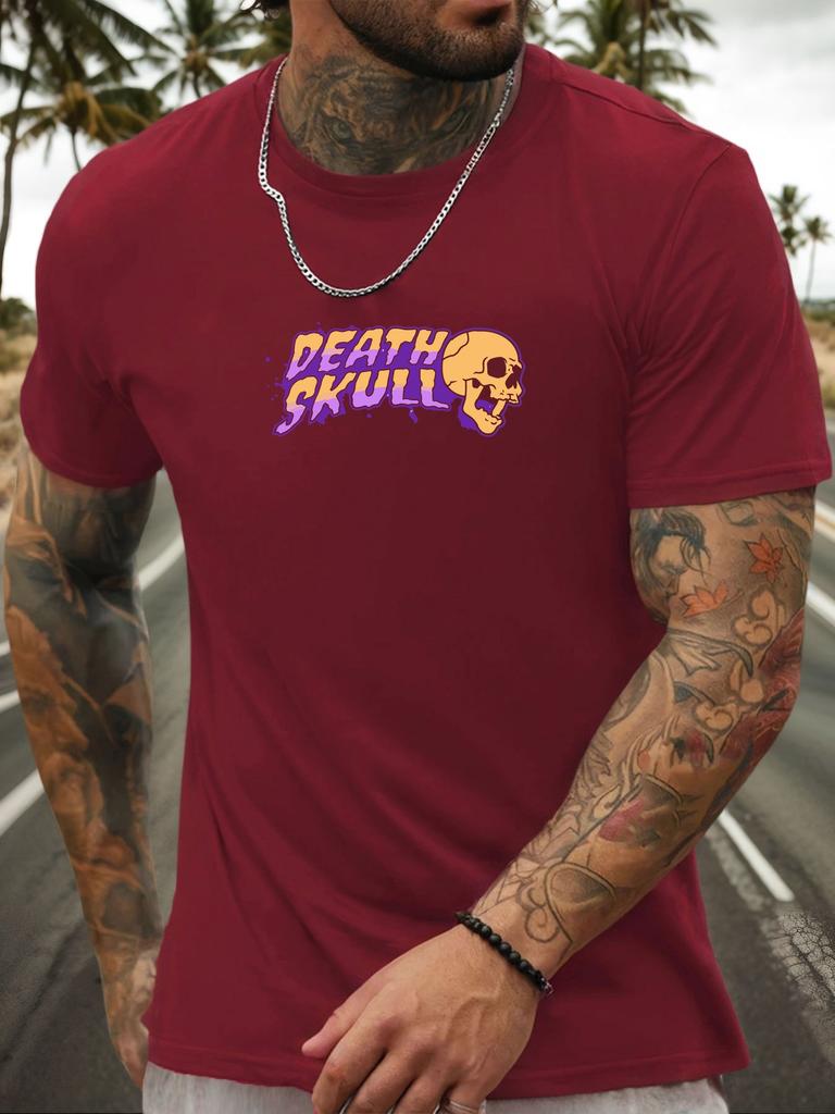 Short Sleeve TShirt Skull Mens 100 Cotton Pattern Printed Shirt Summer Round Neck Breathable Casual Fashion Cool Tee