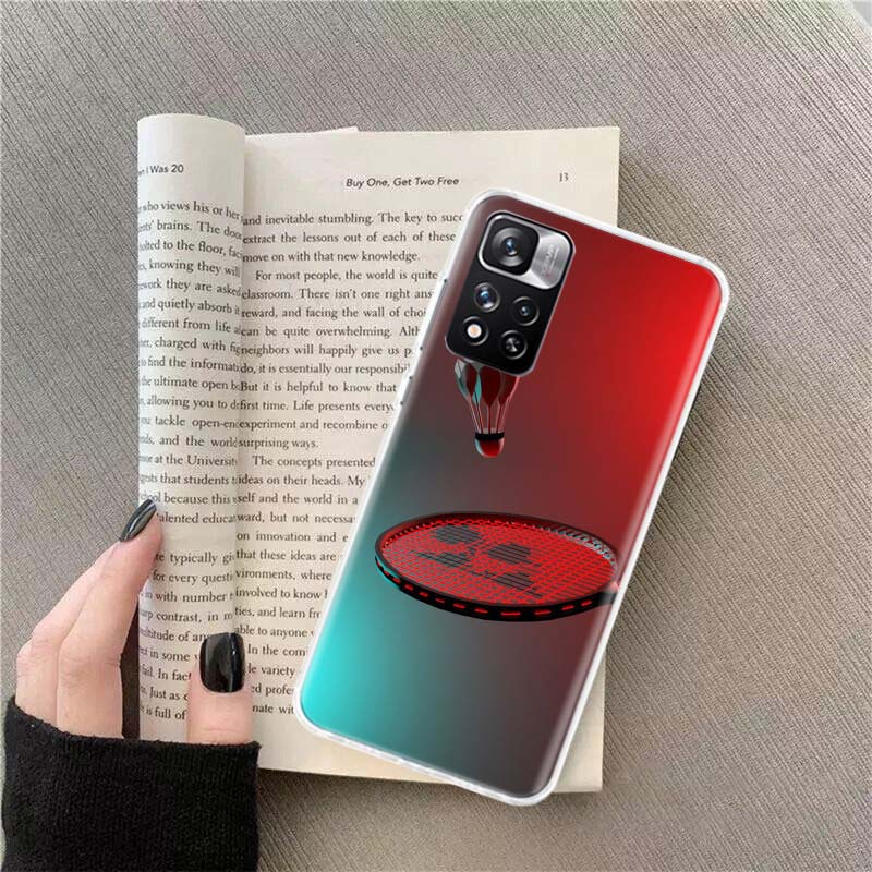 

Спортивный чехол для телефона с бадминтоном Для Redmi Note 13 12 Pro Plus 14 15 Pro 5G 11 11T 11E 11S 10 Pro 10S 9 9S Чехол Cell Clear TPU Capa C Redmi Note 14 Pro 4G