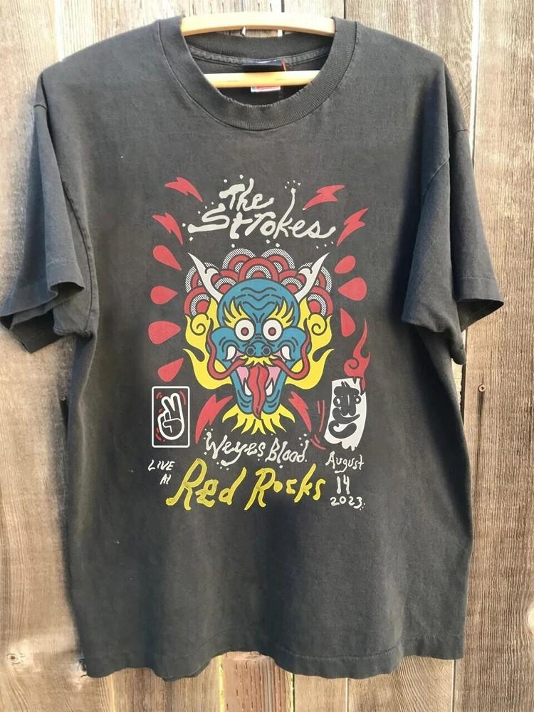 The Strokes Red Rocks Concert short sleeve T shirt 90s gift tee Unisex T-Shirt XXXL