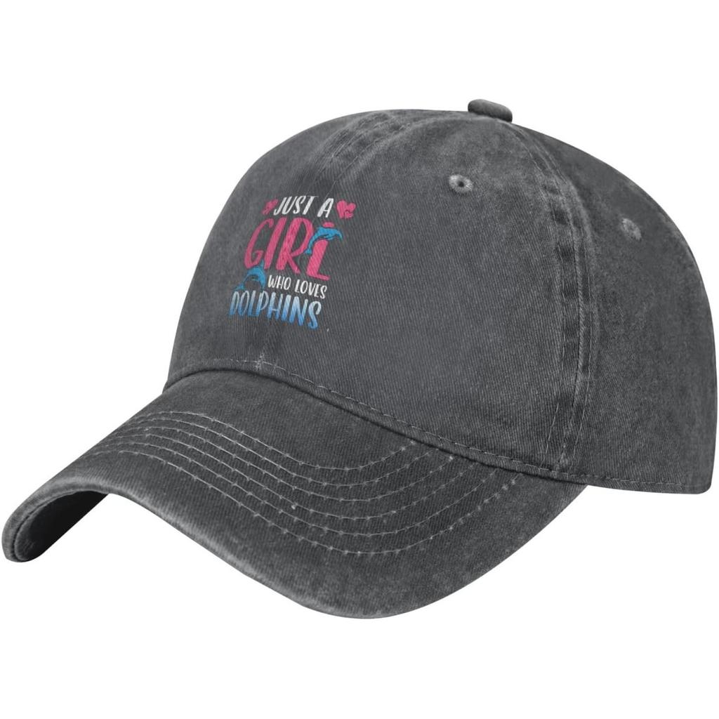 Dolphins Lover Girl Washed Baseball Cap Cotton Curved Brim Adjustable Sun Hat Unisex