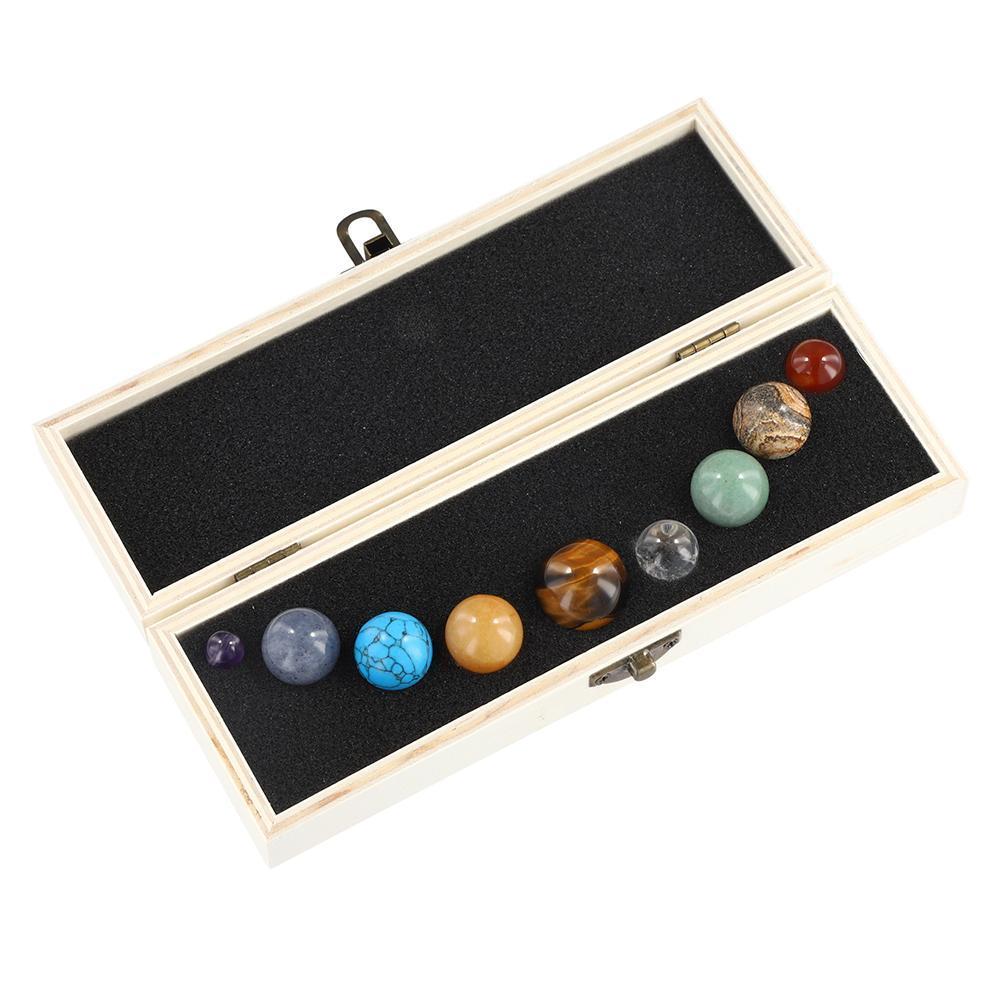 9 Planets Gift Box Natural Crystal Ball Ore Specimen Galaxy Quartz System Stone Solar Memor Astronomy Gift Model Line Colle W7R4