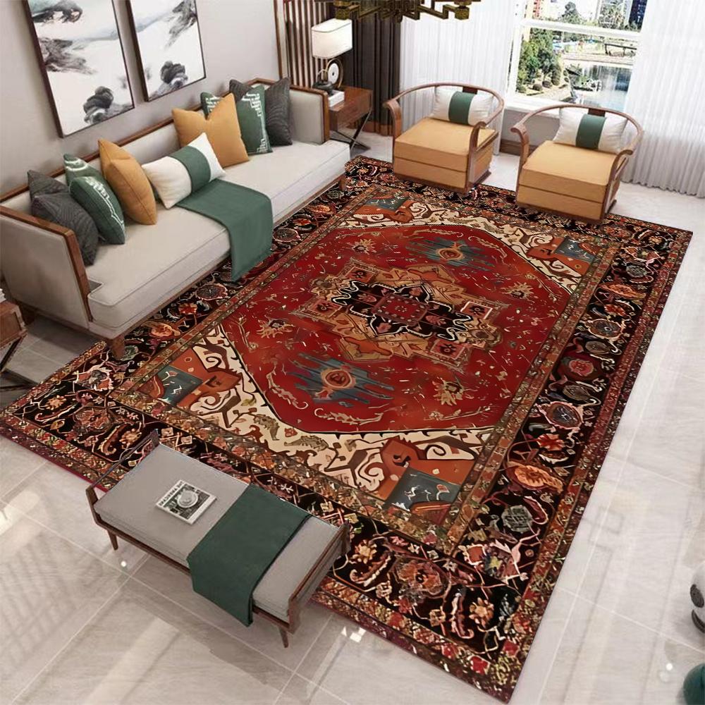 1PC Vintage Persian Carpet American Bohemian Moroccan Living Room Carpet Bedroom Bedside Rug Kitchen Coffee Table Floor Mat