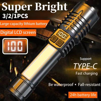 White Laser Flashlight Strong Light LED Telescopic Focus Super Long -range Liquid Crystal Number Showing Flashlight