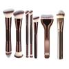 Dual-Head Makeup Brush Set: Foundation, Blush, Loose Powder Brushes In Coffee Color.