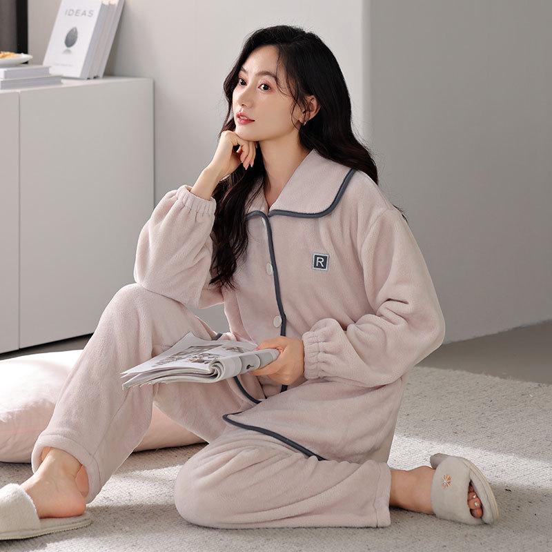 

Pajamas Women S Winter Coral Fleece Thickened Fleece Women S Autumn And Winter Flannel Winter Loungewear 2XL