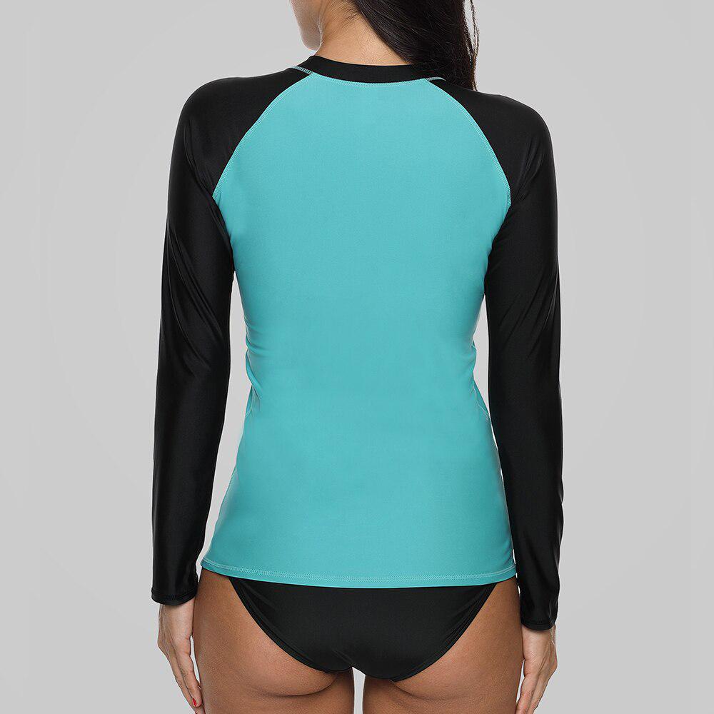 CHARMLEAKS Damen-Langarm-Rashguard-Badeanzug mit Reißverschluss, Laufshirt, Wander-Shirts, Surf-Top, UPF50+, Badebekleidung
