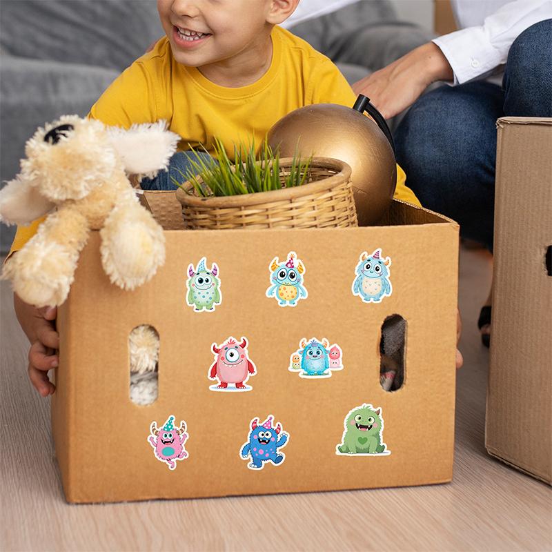 50PCS Cartoon Big-eyed Animals Monster Stickers Child DIY Luggage Journal Skateboard Diary Helmet  Skateboard Decoration Decals