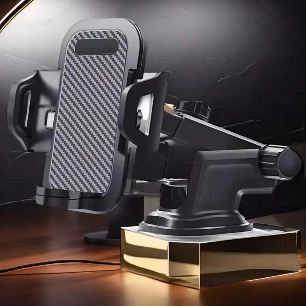 Universal Car Phone Holder - Strong Suction Cup Mount for Navigation Smartphones Multifunctional Clip Design