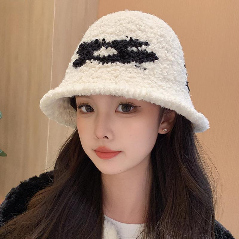 

Перламутровая бархатная шляпа-ведро для женщин, теплая ветрозащитная шляпа для защиты ушей, модная и простая шляпа рыбака M（56-58cm） белый