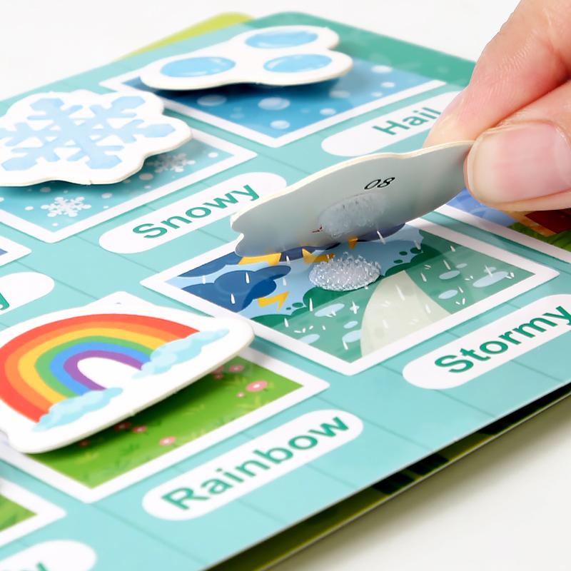 Kids Montessori Busy Book Scene Sticker DIY Puzzle Toy Hands-on Learning Cognitive Toy Reusable for Children Early Education