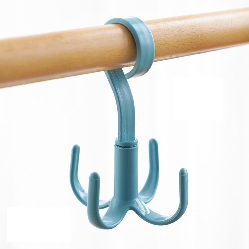 Four-claw Hook, Multi-functional and Rotatable, Scarf and Bag Storage Rack, Non-drilling Plastic Hook, Thickened Coat and Hat Hook