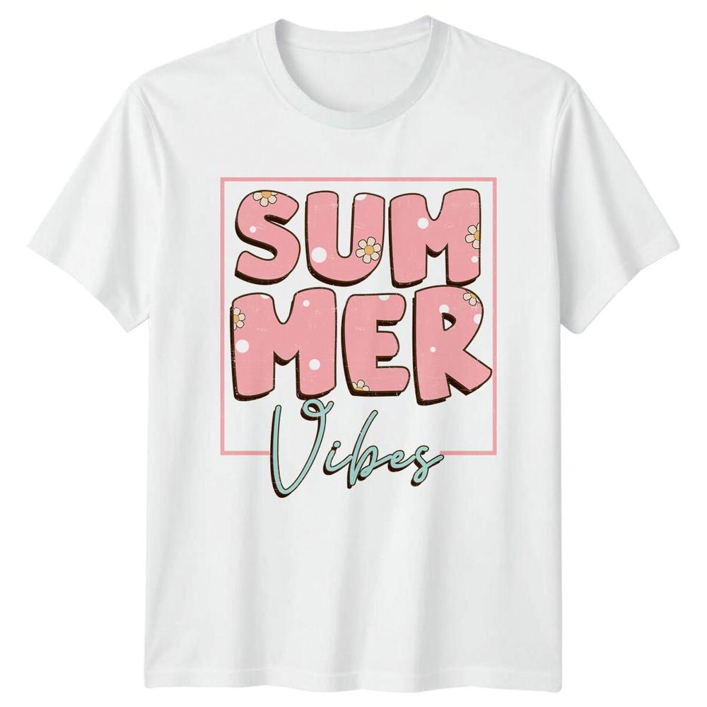 Summer Vibes Groovy Retro TShirt Summer Quote Vacation TShirt S