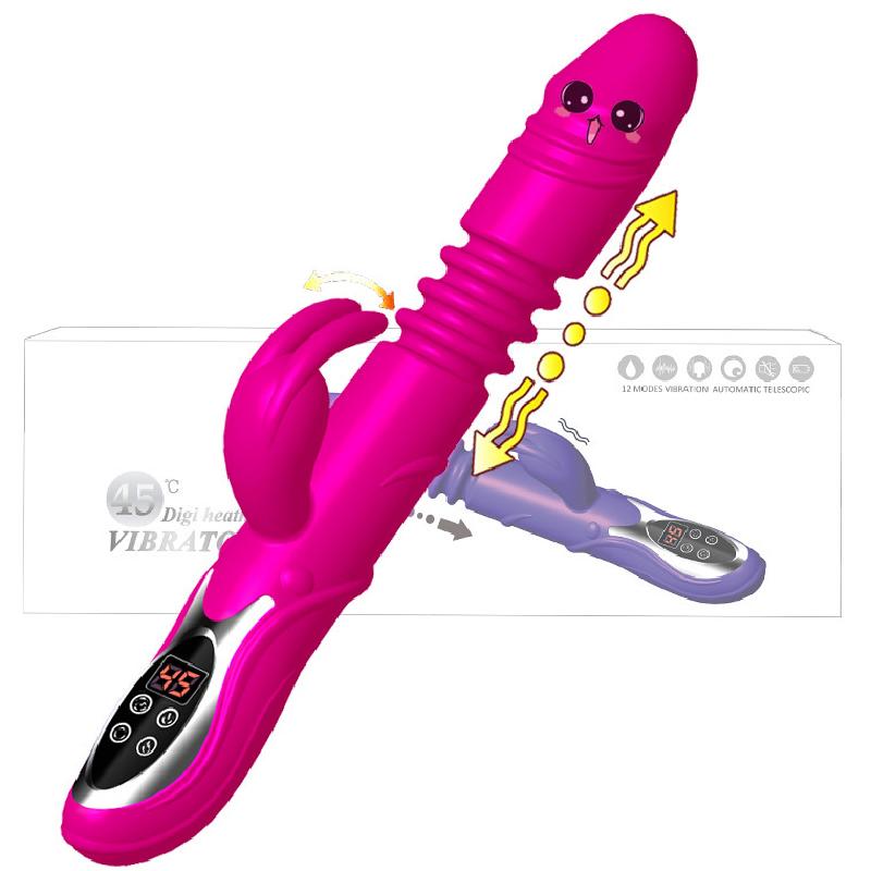 Warmed Telescopic Rabbit Vibrator Automatic Insertion Swing Female Adult Masturbator Sex Products Vibrador? Feminino Pra