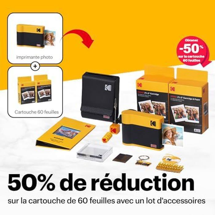 Imprimante Photo Portable - KODAK - Mini 3 Era 4PASS - Noir - 68 Feuilles - Sans fil