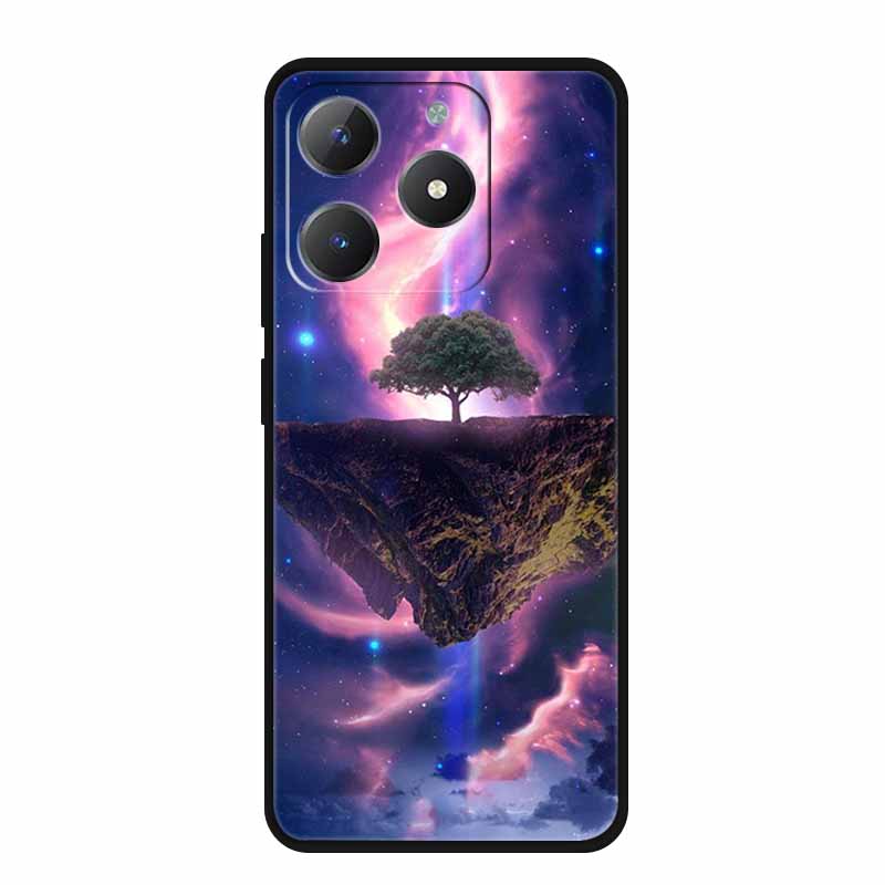 For Realme Narzo N61 Phone Case N 61 Coque Flowers Black Silicone Soft Back Cover For Realme Note 60 Case Note60 Funda Bags Capa