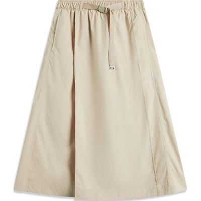 Li Ning Sports Lifestyle Series Solid Color Mid Waist Comfortable Breathable Versatile Straight Casual Long Skirt Women Skirts Oxford-Brown ASKU258-1