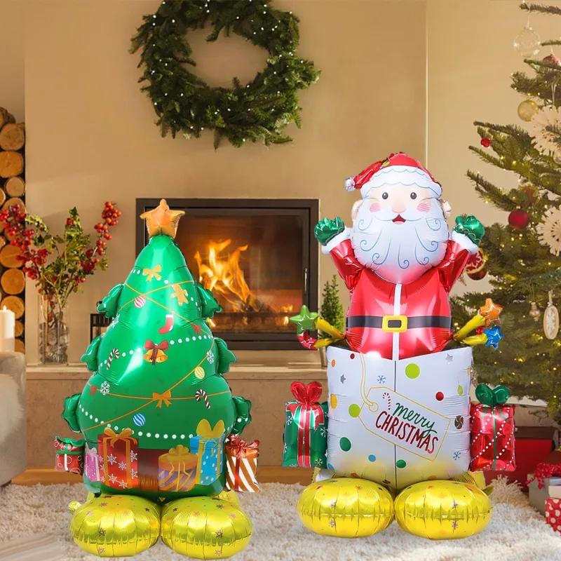 4D Large Christmas Standing Balloon Santa Claus Snowman Xmas Tree Balloon Christmas Party Home Decorations Navidad 2025 New Year